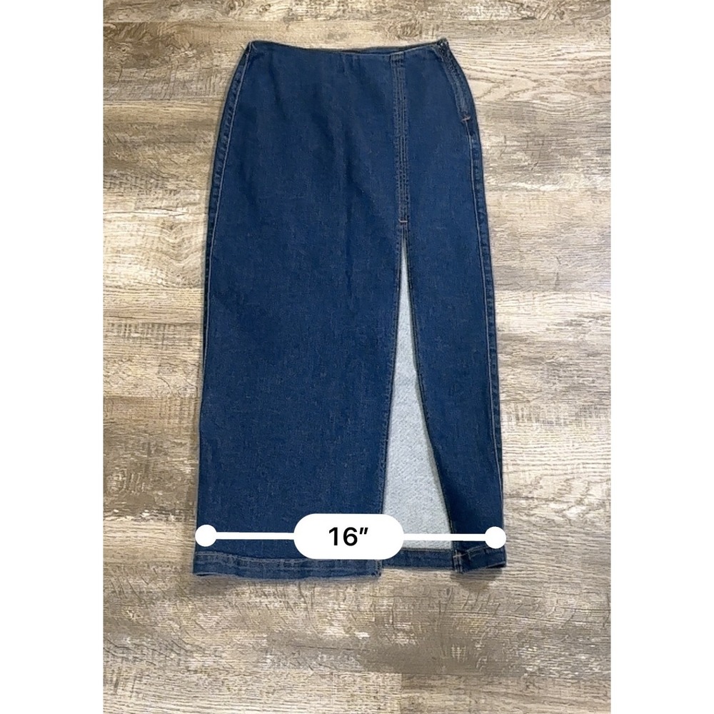 Express Maxi Skirt Womens 4 Hyper Sculpt Stretch Denim Front Slit Zip - Picture 8 of 12